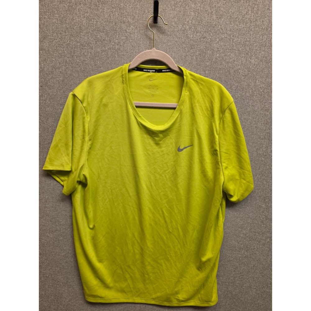 Nike Running Dri-FIT Shirt Mens XL Neon Yellow Volt Training Tee DV9315-308